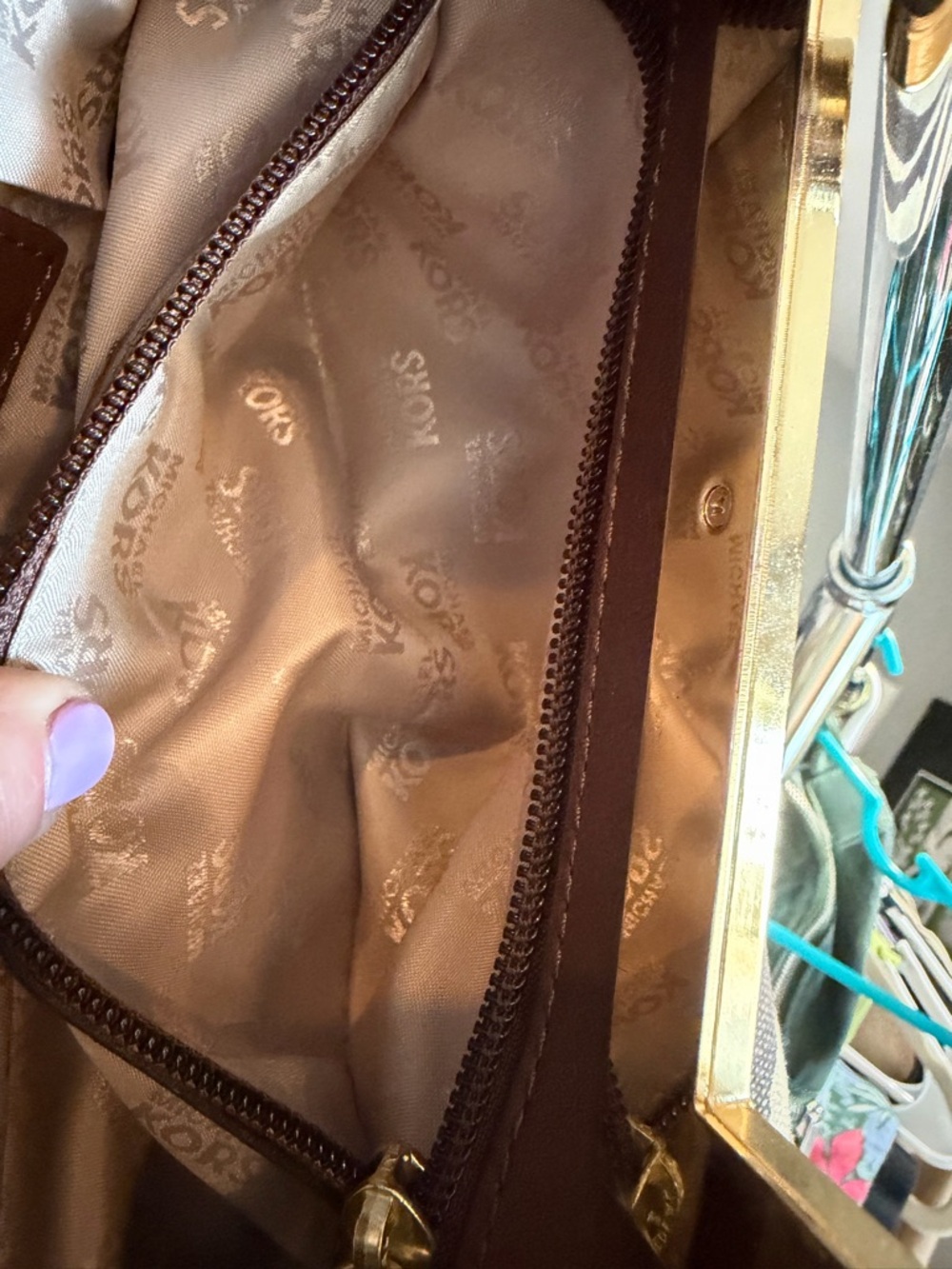 MICHAEL Michael Kors Beige and Brown Zebra-Print clutch purse. - Picture 11 of 15